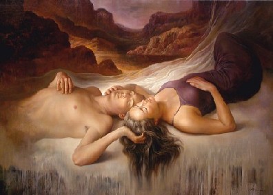 Sueño de amor -I- óleo sobre tela - peque - Alberto Pancorbo